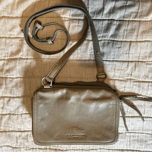 LIEBESKIND Berlin gray leather crossbody purse